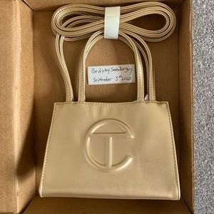 Telfar Small Gold Shopping Bag